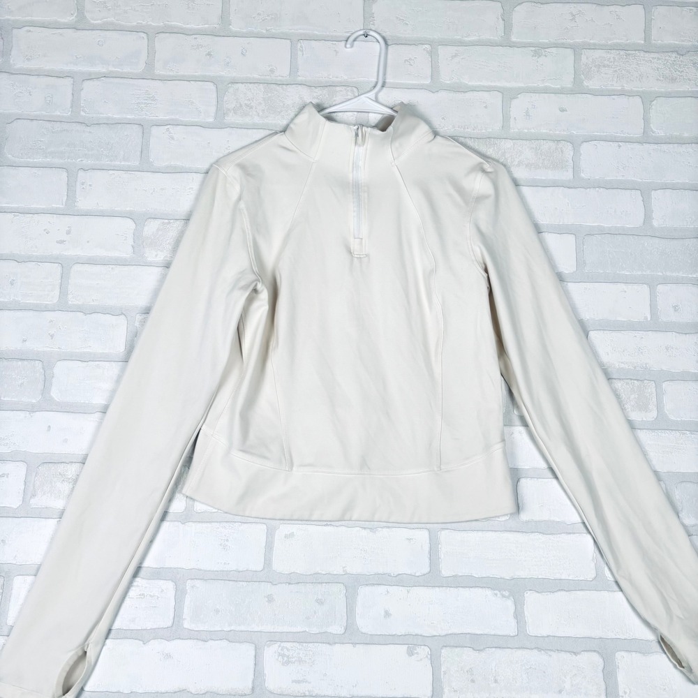 Yogalicious Lux Crosstrain Everyday Half Zip Pullover Cream White Thumbholes L